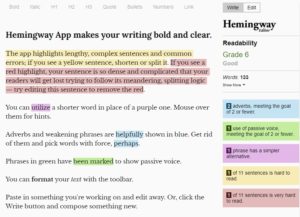 Writing tool Hemingway screenshot